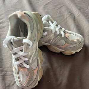 New Balance Kids' Cream and Pink Sneakers